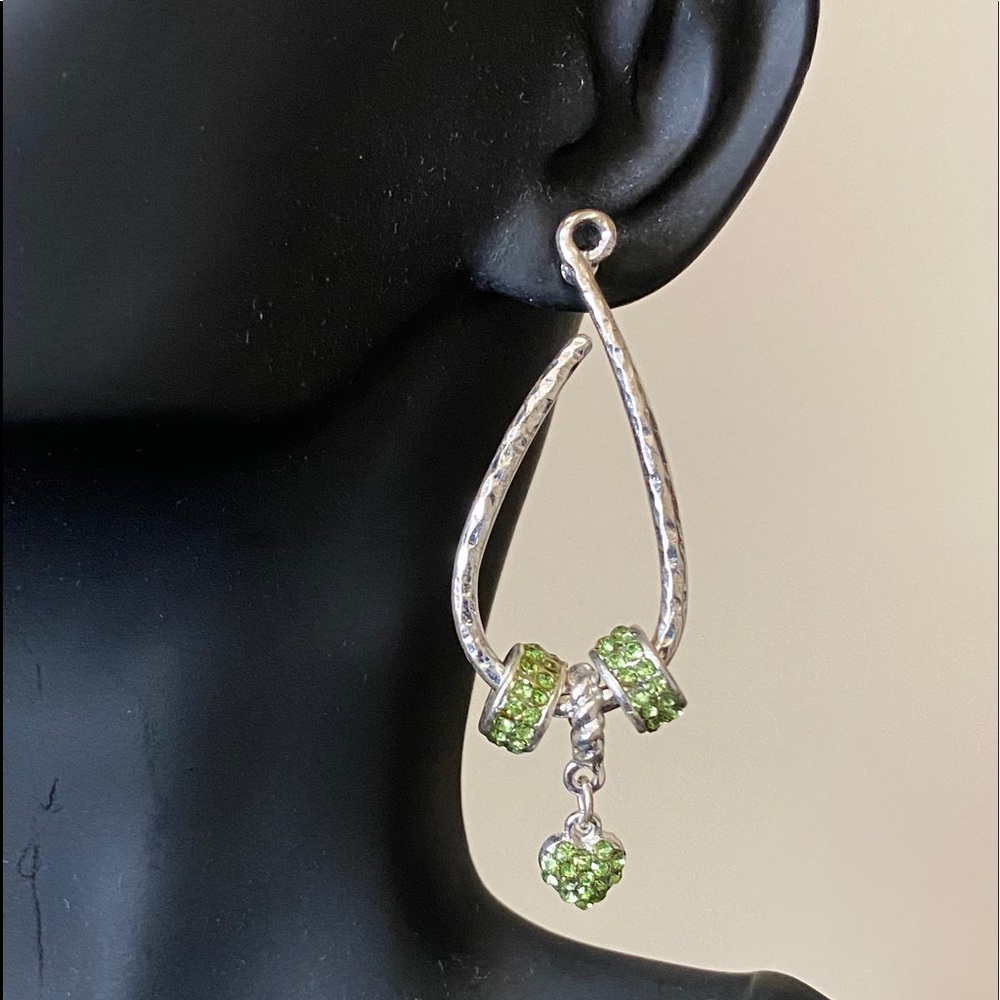 New Silver and Green Earrings